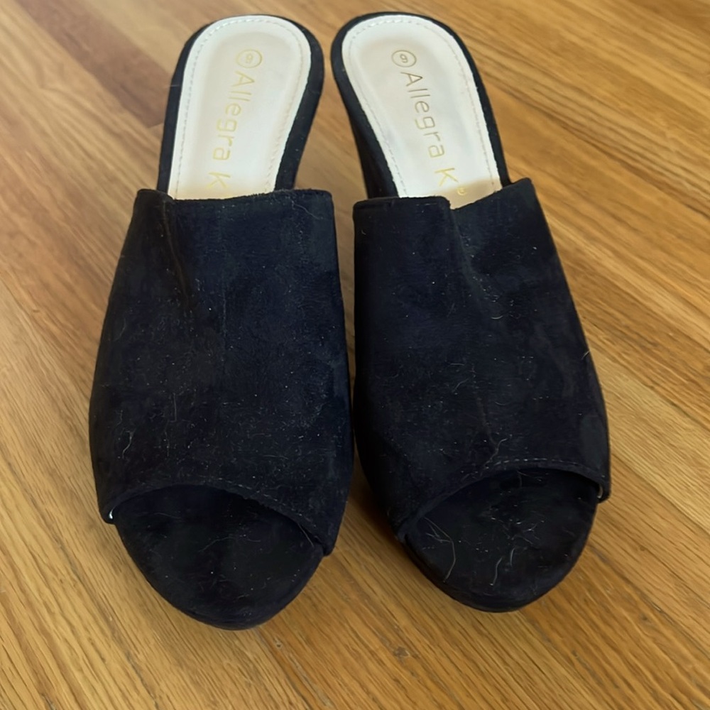 Allegra K open toe platform chunky heel slide sandal